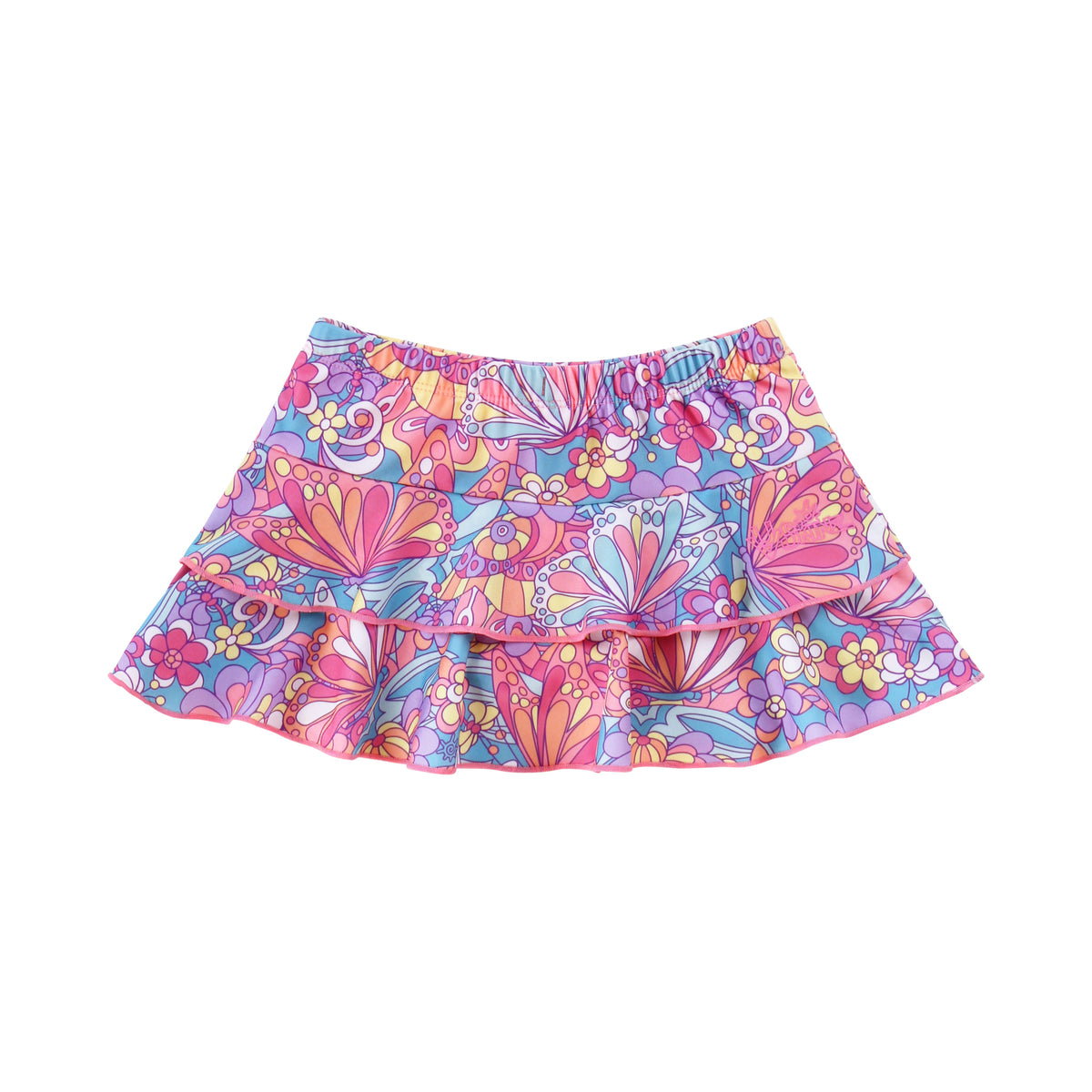 back view of girls sunny swim skirt|mosaic-butterflies