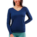 womens long sleeve reverse neck tee|dark-navy