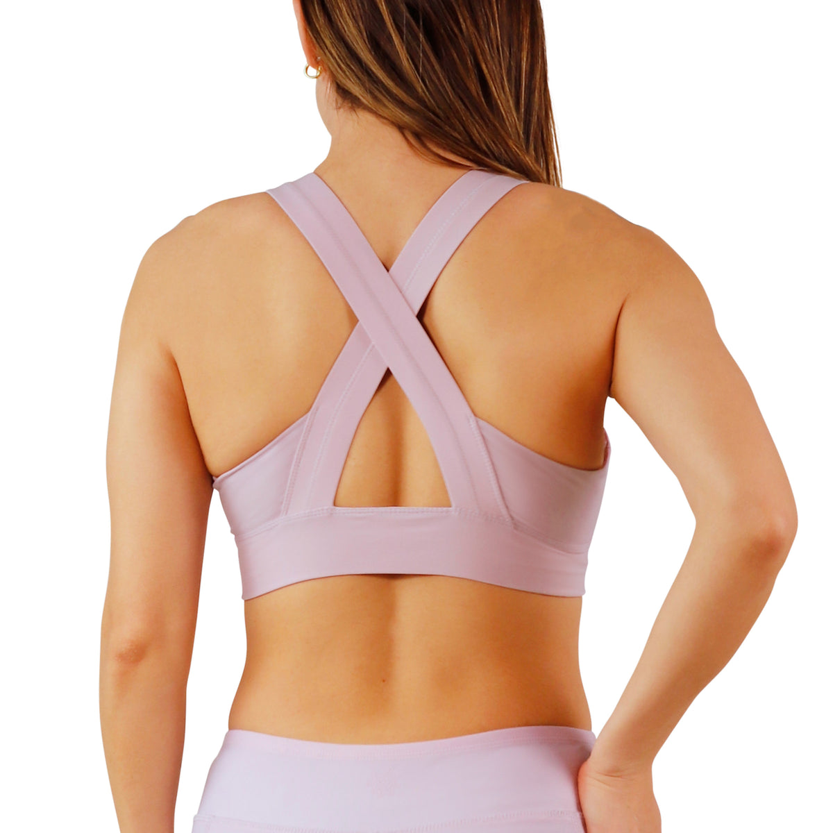 back view of womens active swim bra in lotus|lotus