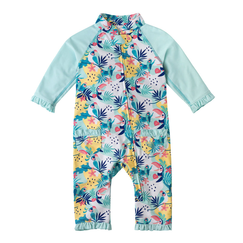 baby girls long-sleeve swimsuit in beach glass toucan|beach-glass-toucan