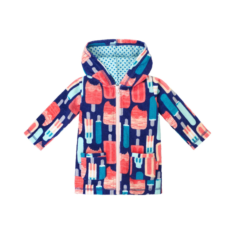 Baby Girl's Hooded Terry Beach Cover-Up in Popsicles|popsicles