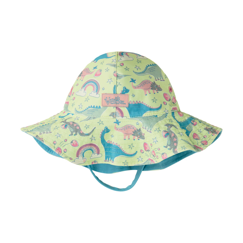 baby girls scalloped bucket hat in dino berry|dino-berry