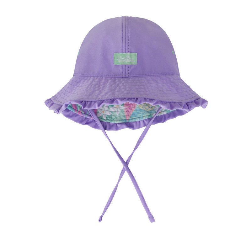 Reversed view of UV Skinz's baby girl's reversible sun hat in hidden pineapples|hidden-pineapples