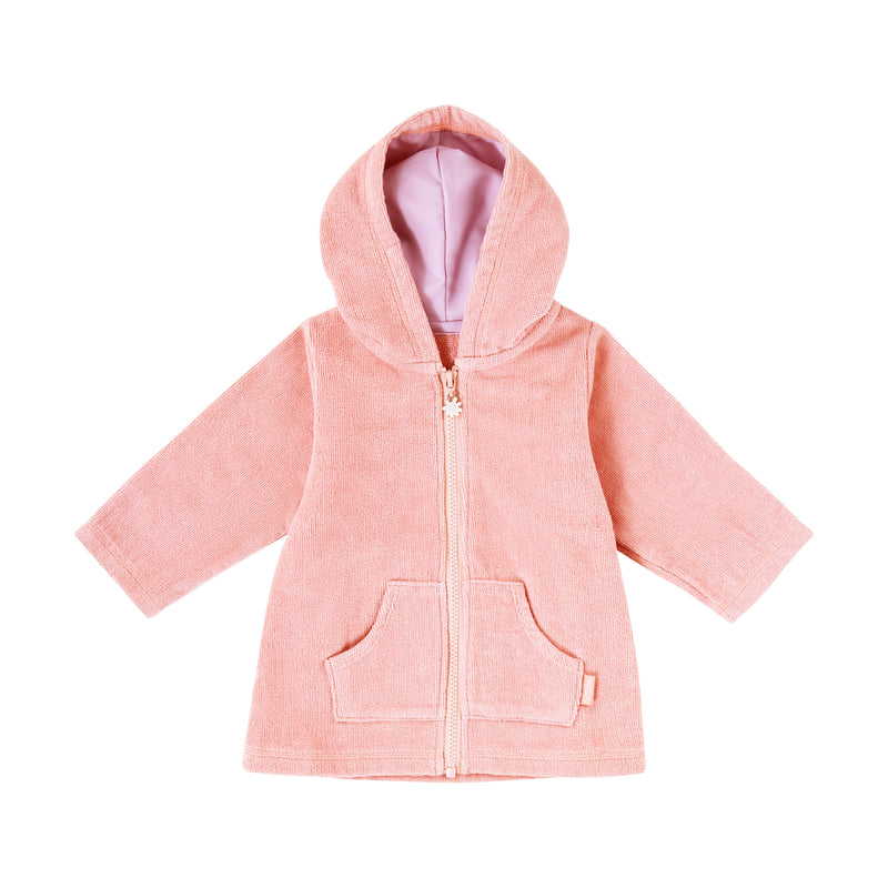 baby hooded terry beach cover up in dusty pink|dusty-pink