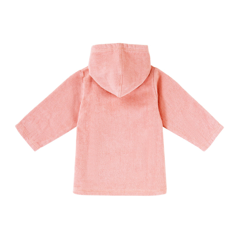back view of baby hooded terry beach cover up in dusty pink|dusty-pink