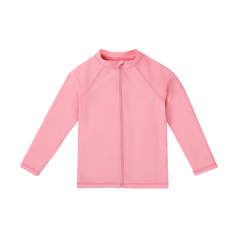 kids full zip long sleeve rashguard in light pink|light-pink