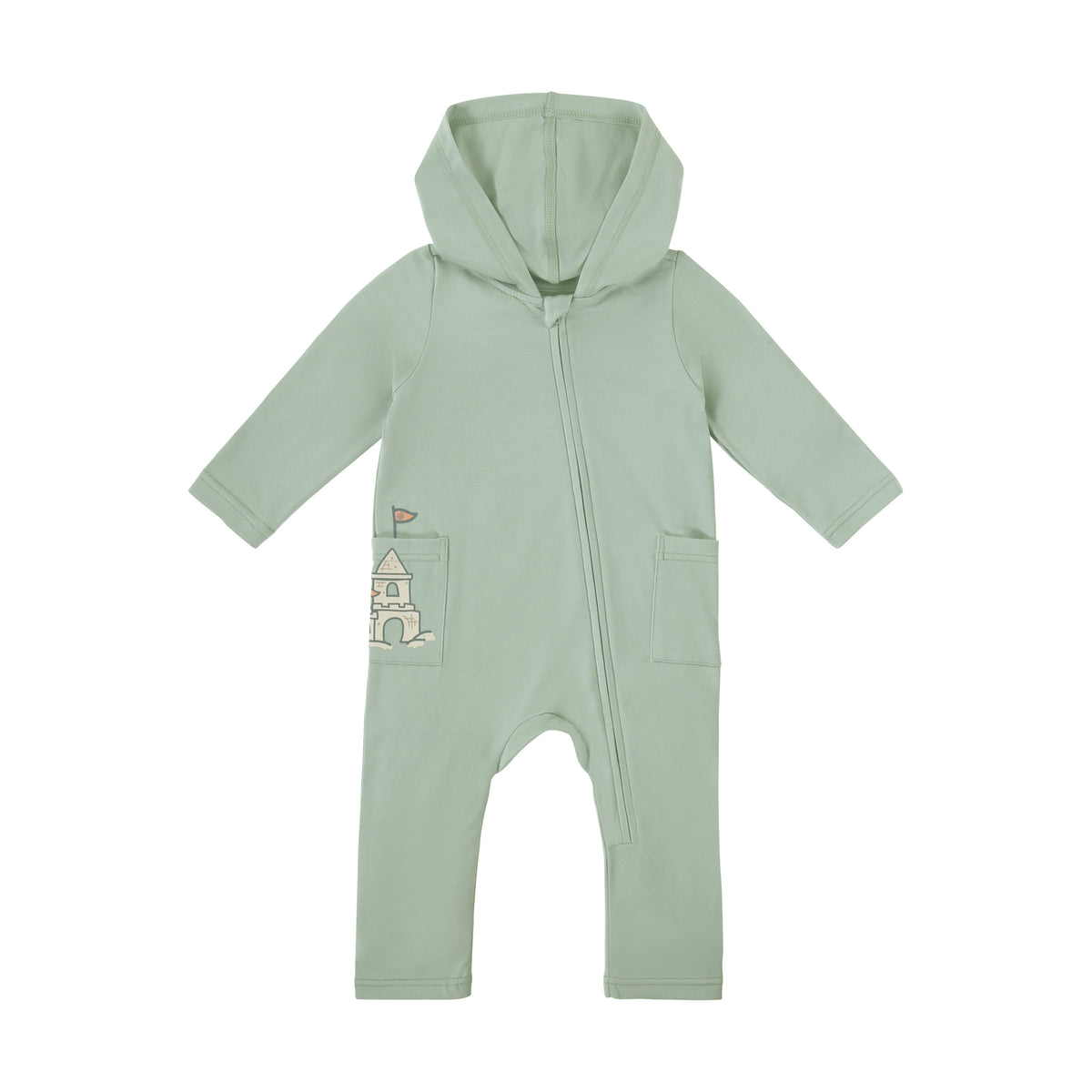 baby long sleeve everyday hooded romper in sea castle|sea-castle