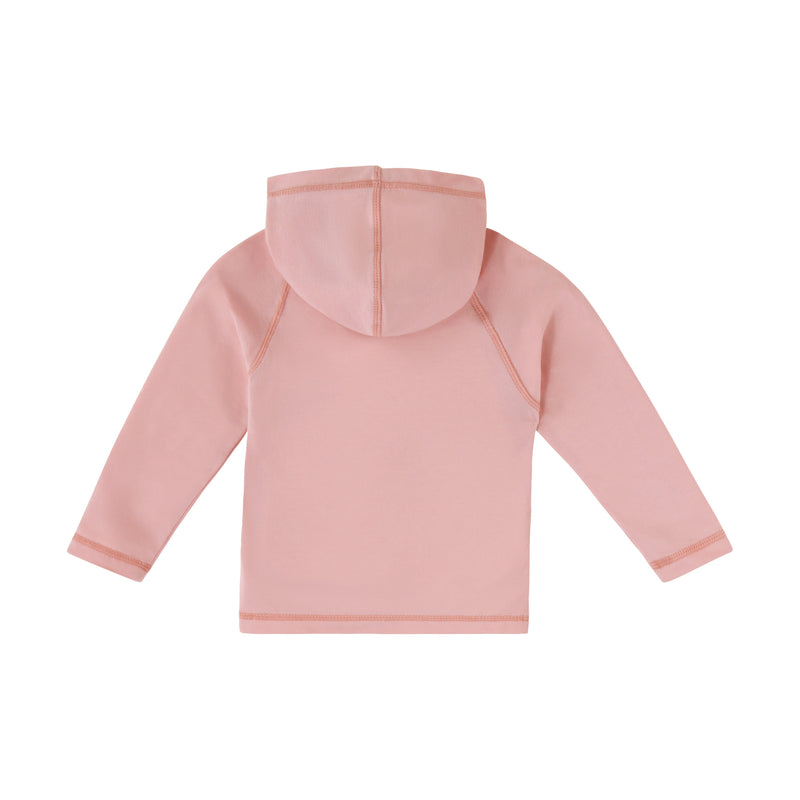 back view of baby everyday hooded zip up in dusty pink|dusty-pink