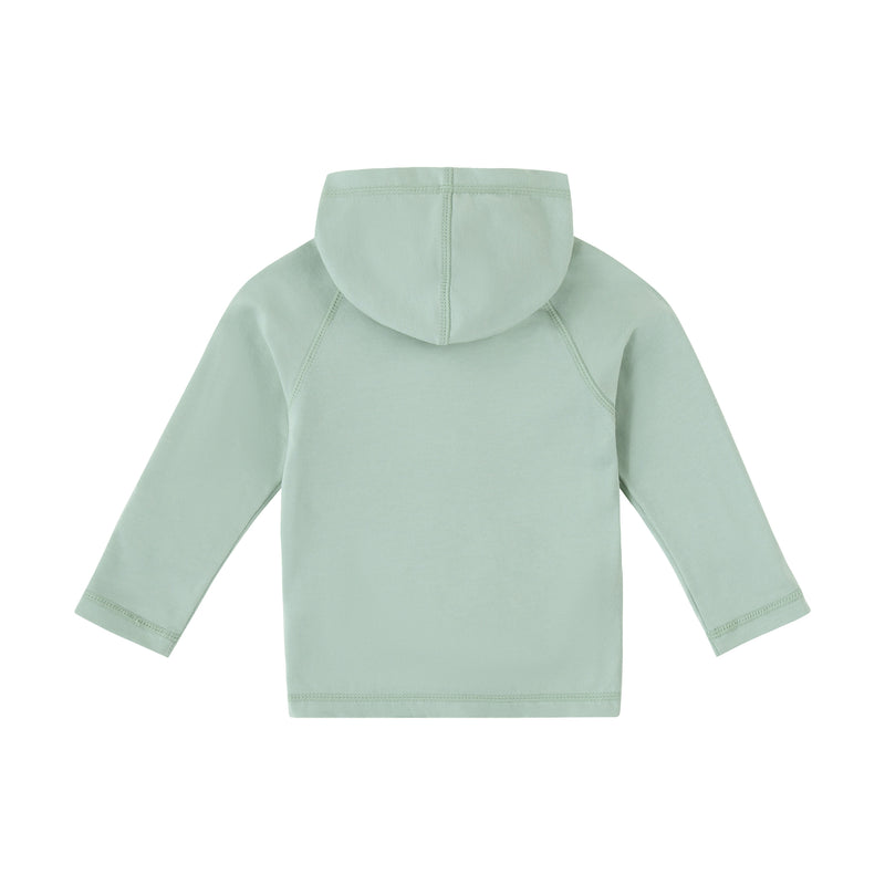 back view of baby everyday hooded zip up in frosty green|frosty-green