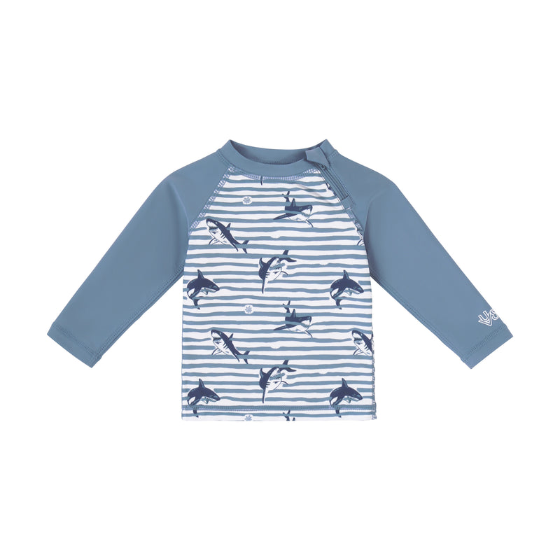 baby zippy long sleeve swim shirt in shark stripe|shark-stripe