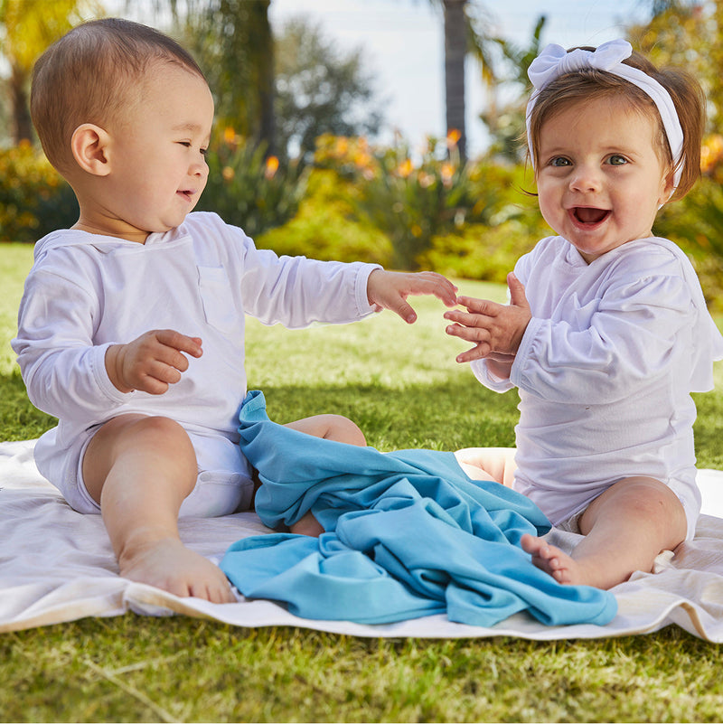 Babies with the My First Sun Blanket™ in Lagoon|lagoon