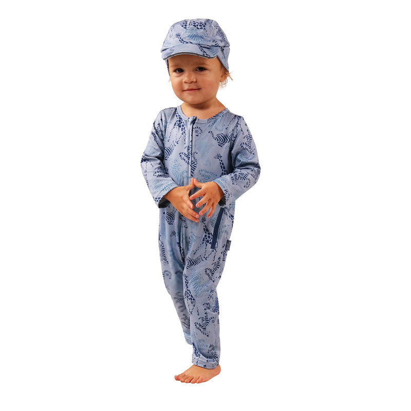 baby in active fleece romper in zoo friends|zoo-friends