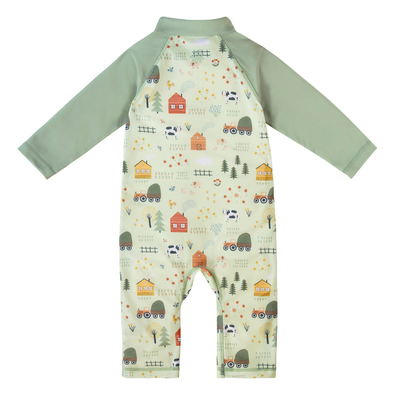 back of baby boys sun and swim suit|on-the-farm