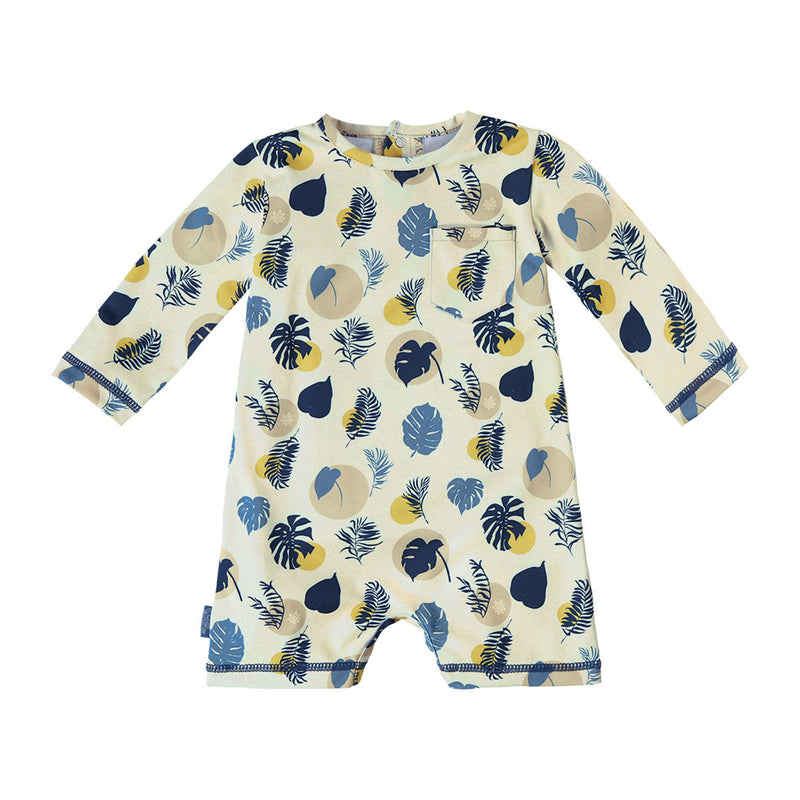 baby boy's sunzie in cream|shadow-leaf