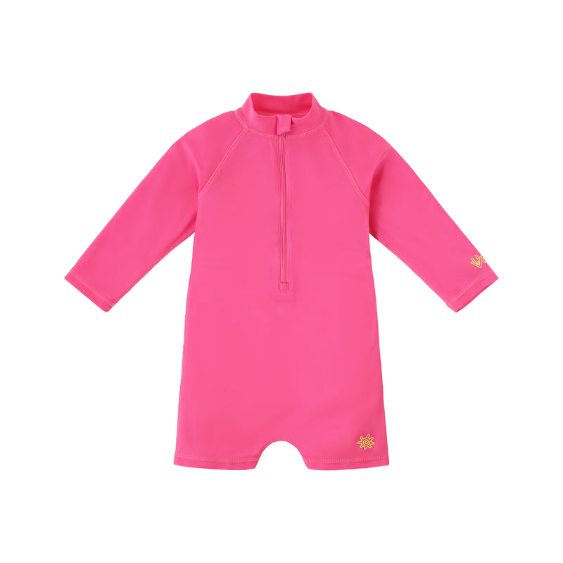 baby neon magic print long sleeve swim romper in neon checkers|neon-checkers