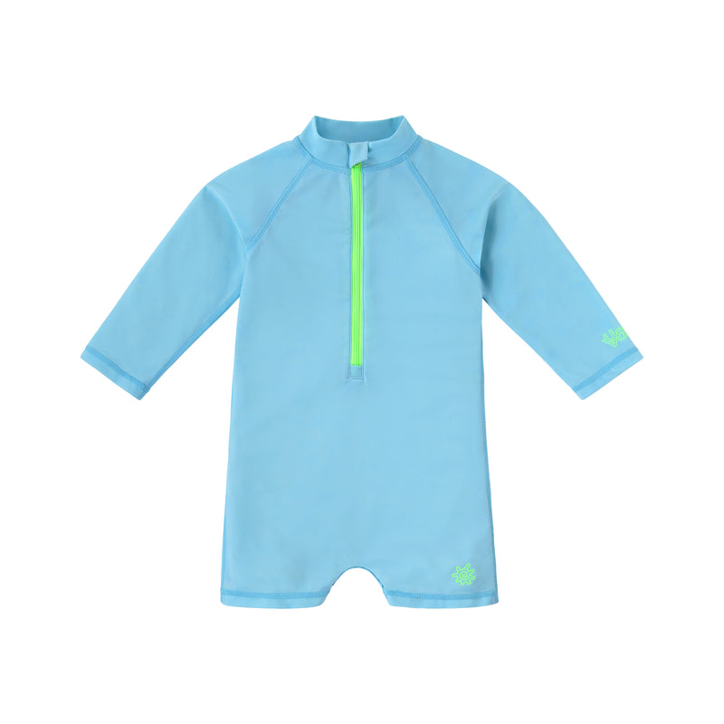 baby neon magic print long sleeve swim romper in neon sea life|neon-sea-life