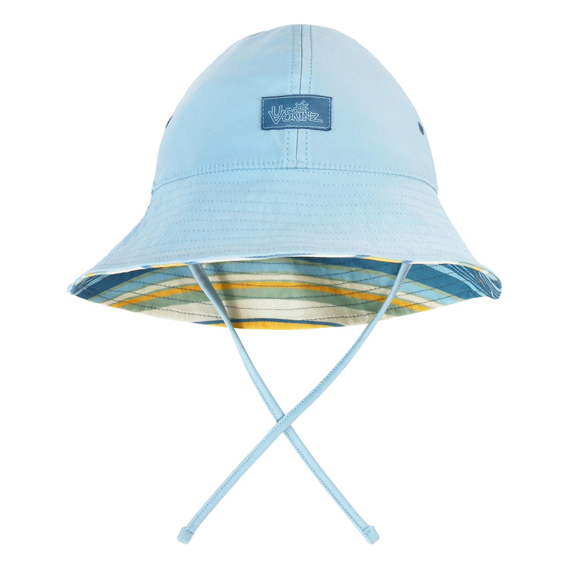 Back of Baby boys reversible sun hat|pinecrest-stripe