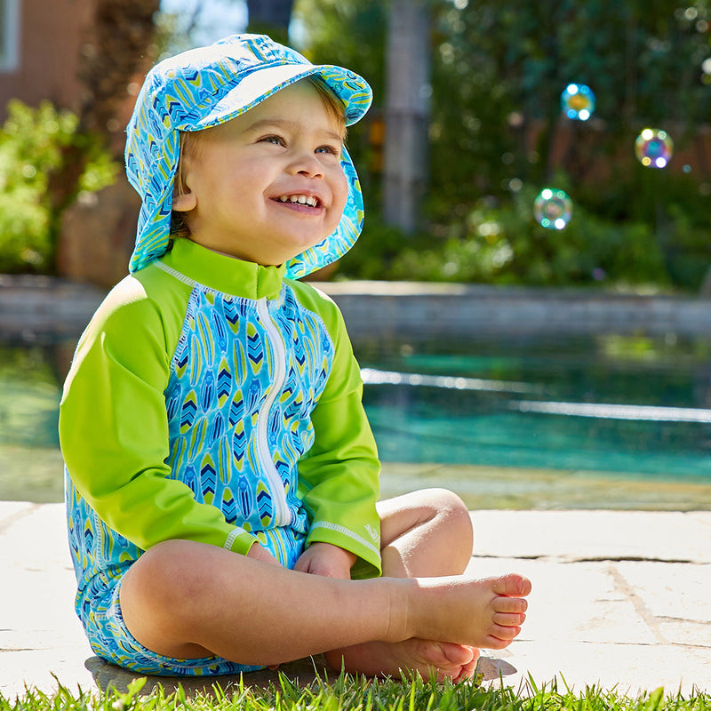 Baby Boy's Swim Flap Hat in Lime Punch Surfboard|lime-punch-surfboard