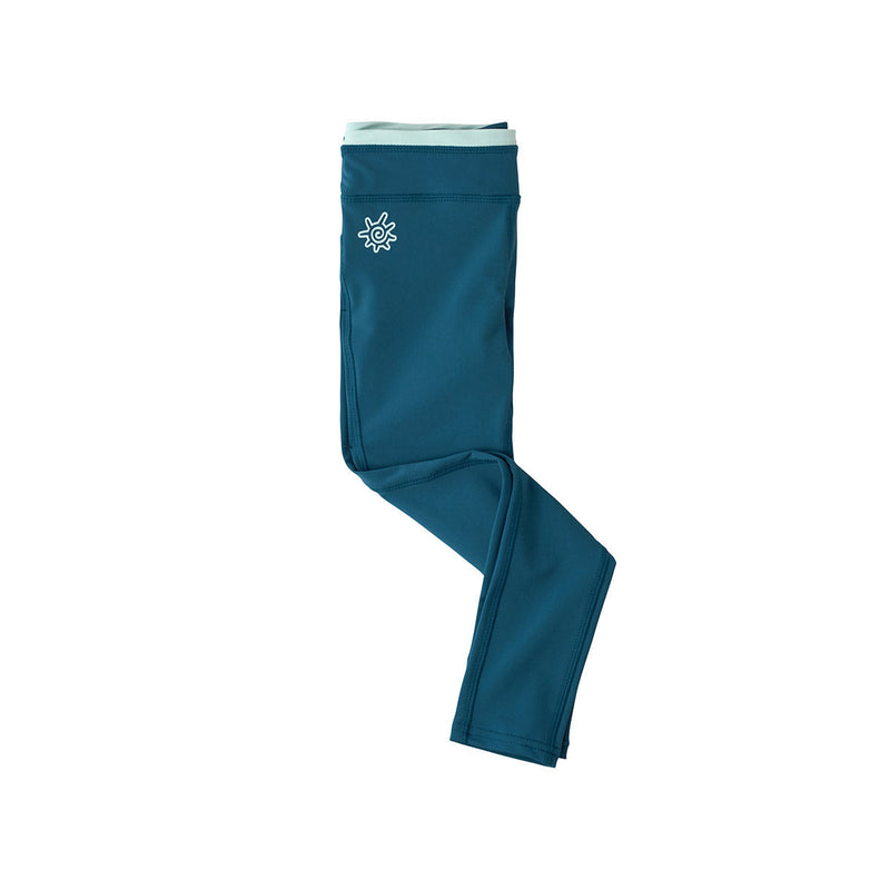 close up of the girls swim tights in dark teal|dark-teal