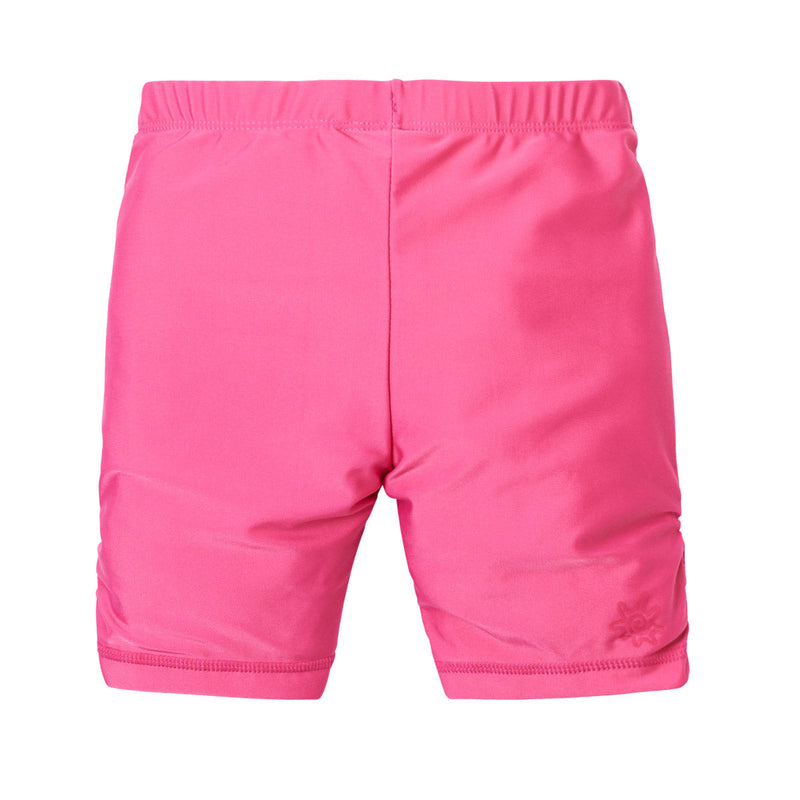 Back of the girl's swim shorts in bubblegum|bubblegum