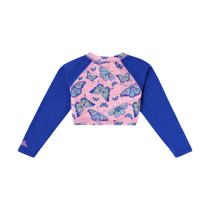 back view of shrug of girls 2 piece swimsuit shrug set|sunlit-wings