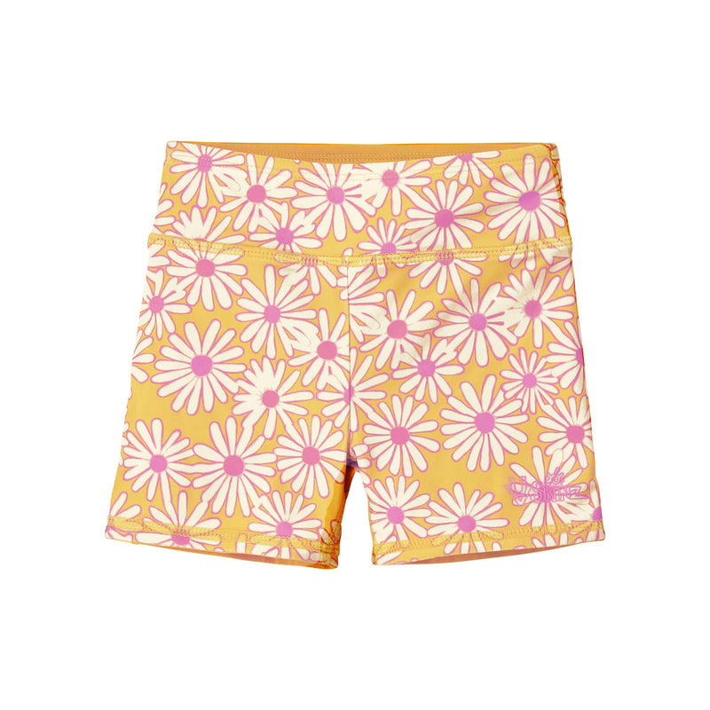 girl's reversible active swim shorts|sunshine-daisies-marigold