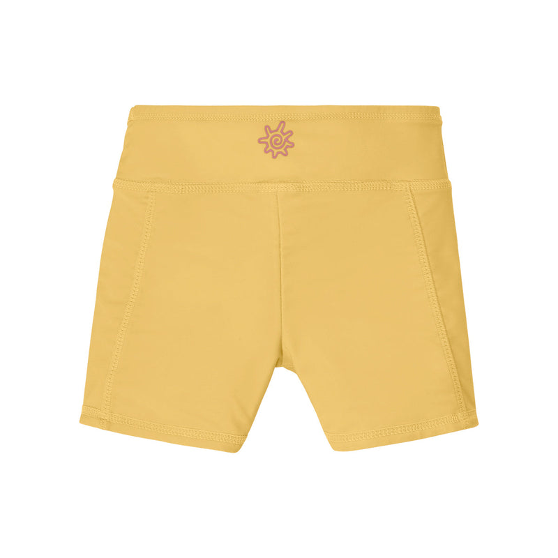 girl's reversible active swim shorts|sunshine-daisies-marigold