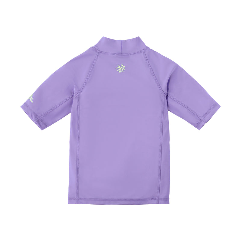 back view of girls short sleeve sunny swim shirt|sweetheart-friends