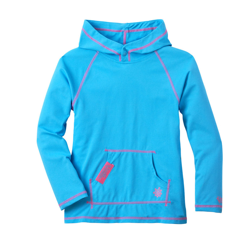 girl's pullover hoodie in aqua|aqua