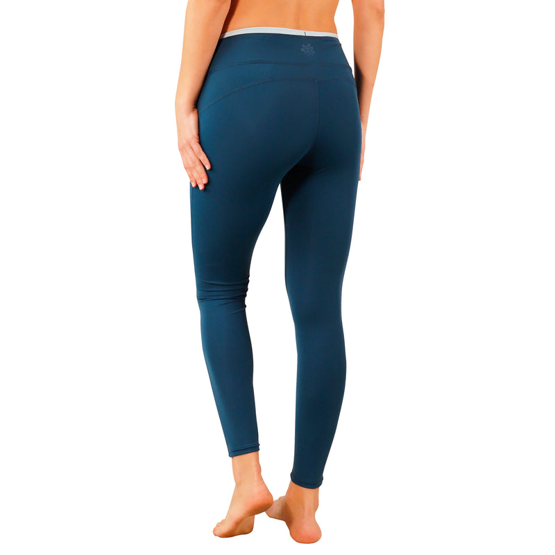 back view of women's active sport swim tights in midnight|midnight