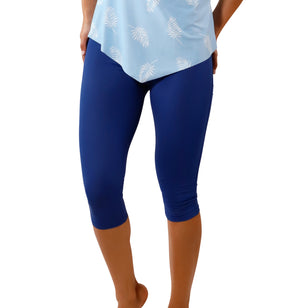 front Women's Active Sport Swim Capris in Navy Blue|navy-blue