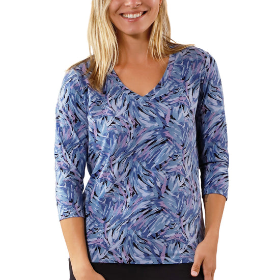 womens vneck r&r tee in brushstrokes|brushstrokes