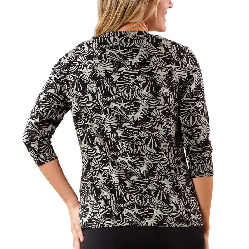 back view of womens vneck r&r tee in shadow shells|shadow-shells