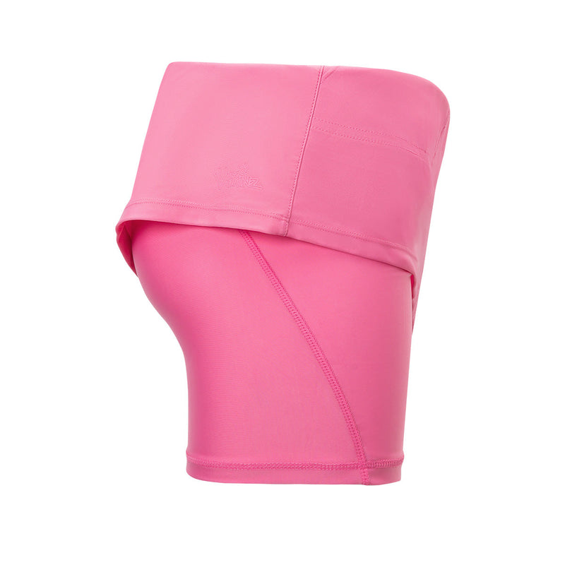 Side of the women's active swim skirt in bubblegum|bubblegum