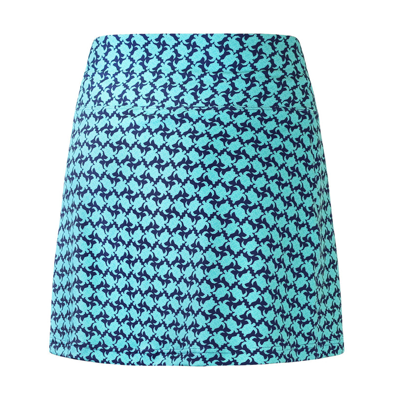 Back View of Women's Travel Skort in Mini Turtles|mini-turtles