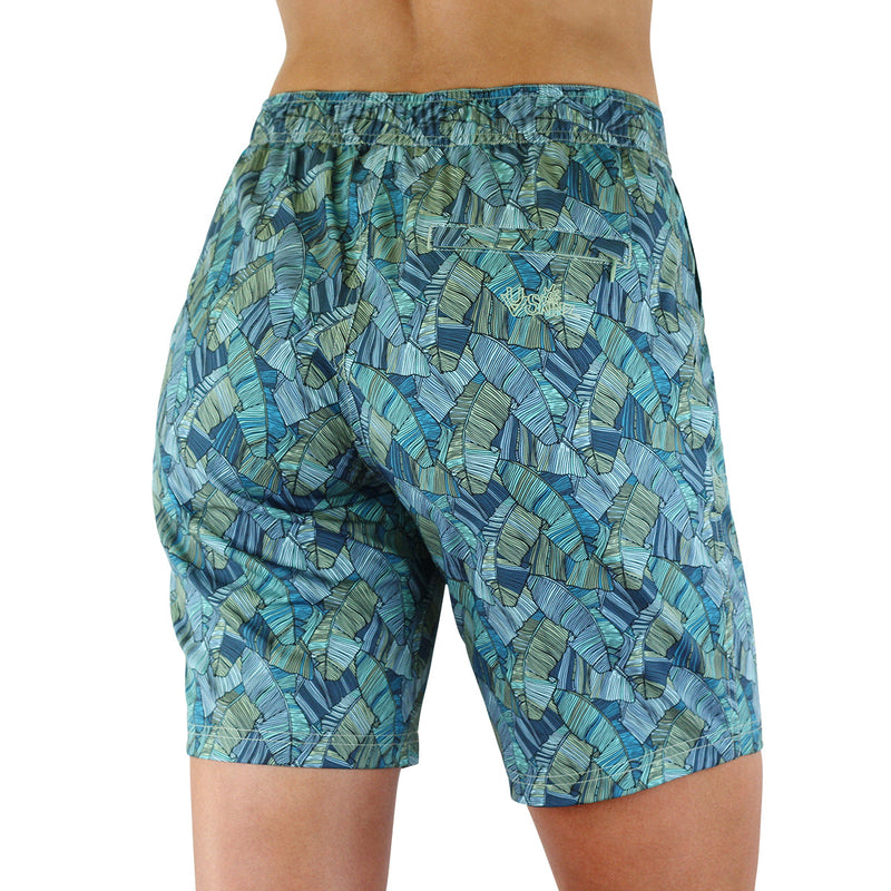 Back View of the Women's Board Shorts in Antigua Fan|antigua-fan