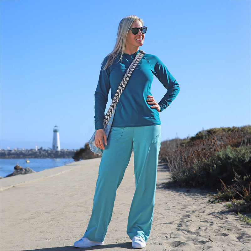 women's wide leg pants in river|river