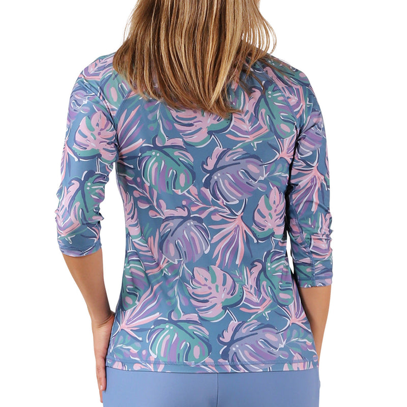 womens v neck sun swim shirt|pastel-palms