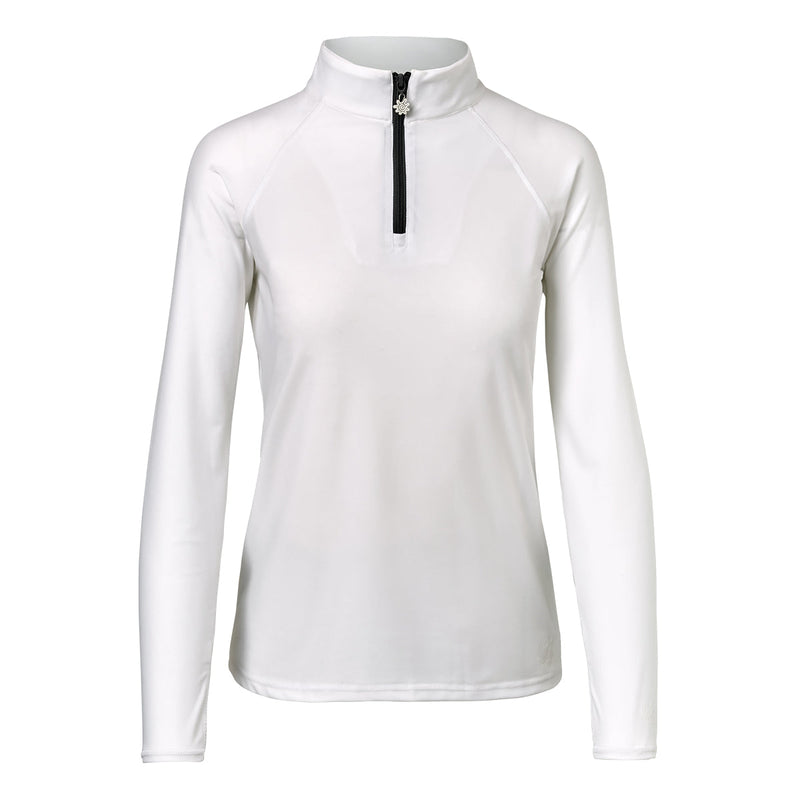 women’s long sleeve quarter zip swim shirt in white|white