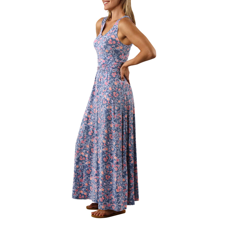 women's v-neck maxi dress in moon dust wildflower|moon-dust-wildflower