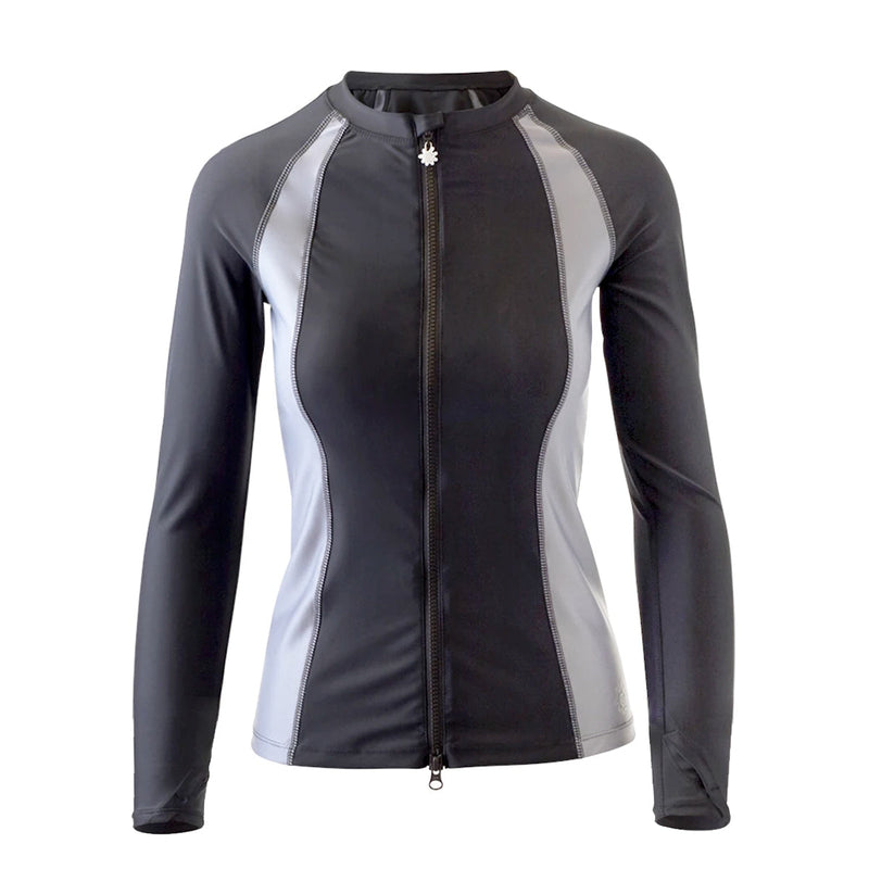 women's long sleeve rash guard in black|black