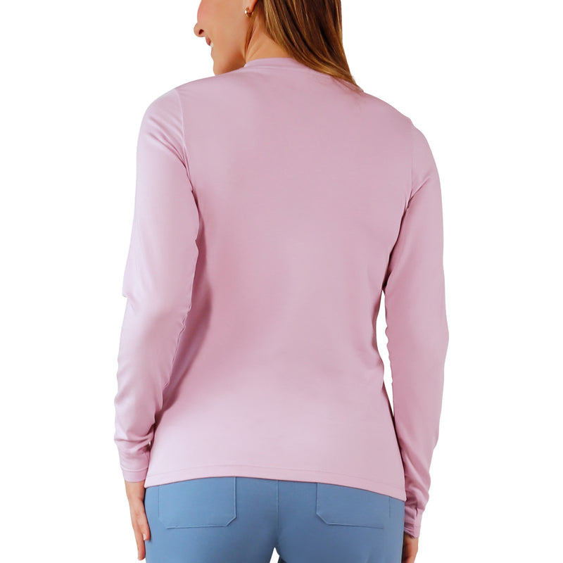back view of womens long sleeve everyday tee in lotus|lotus