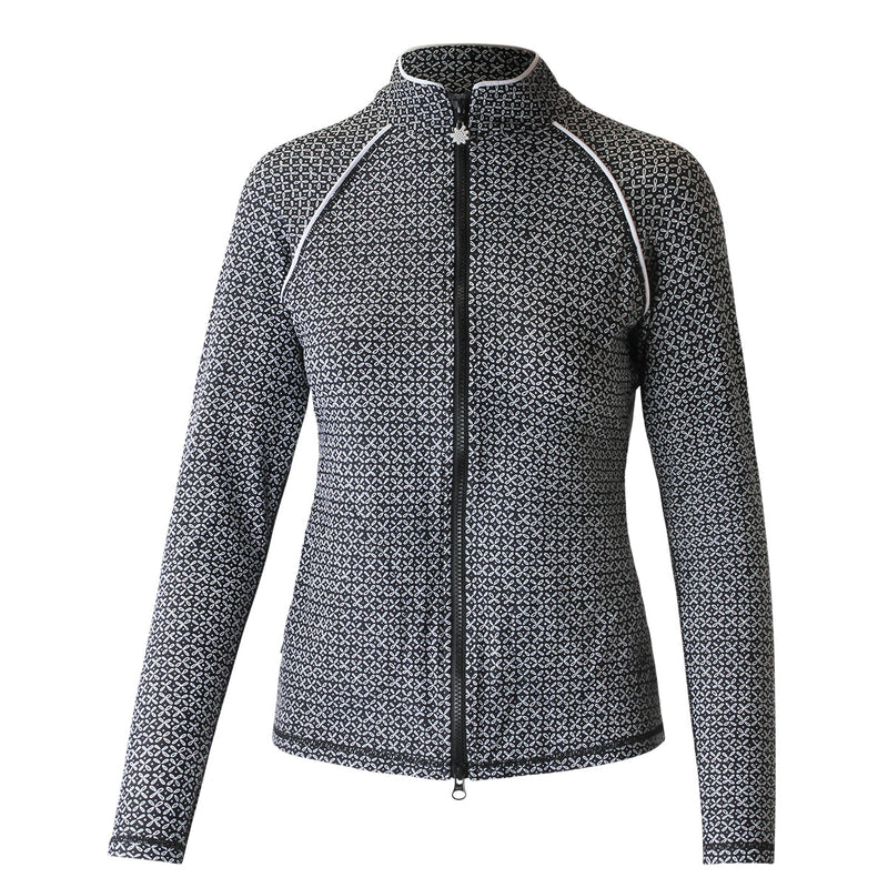 women's swim jacket in black daisy lattice|black-daisy-lattice