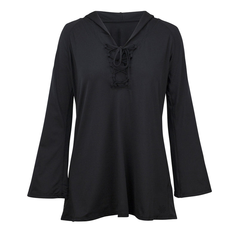 Women's Hooded Beach Cover Up in Black|black