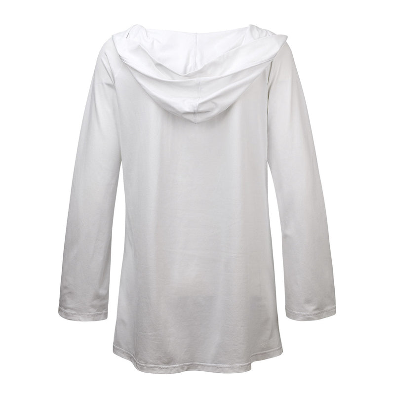 Back of the Women's Hooded Beach Cover Up in White|white