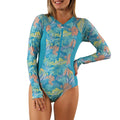 women's long sleeve swimsuit with UPF in caribbean tropics|caribbean-tropics