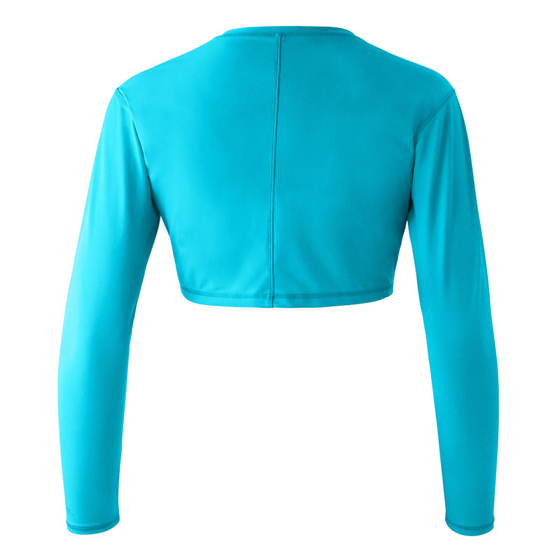 Back of the Women's Active Swim Shrug in Scuba Blue|scuba-blue