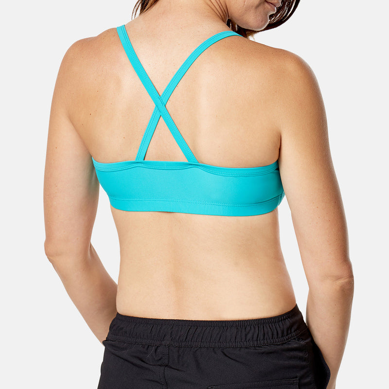 Back of UV Skinz's swim bra in teal|teal