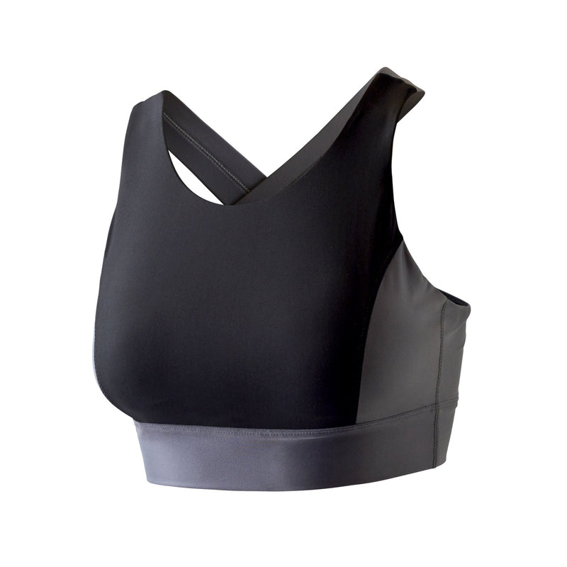 Women's Active Swim Bra in Black|black-steel-grey