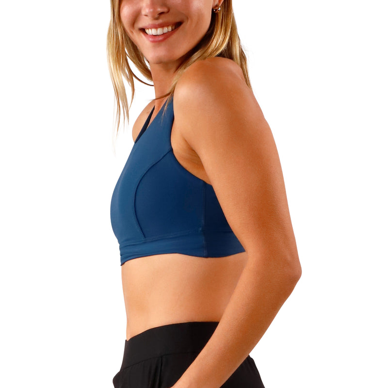Women's side Active Swim Bra in Midnight|midnight